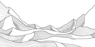 Simple line drawing of one line mountain. vector