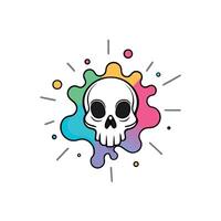 A skull with colorful paint splatters on it vector