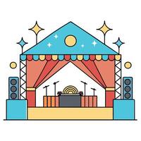 A stage with a stage and a microphone vector