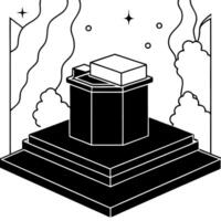 A black and white drawing of a box on top of a building vector