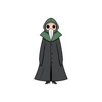 A cartoon character with a long black coat and green hat vector