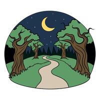A cartoon illustration of a path in the woods vector