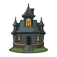 A cartoon house with a front door and windows vector