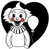 A cartoon clown holding a balloon and a heart vector
