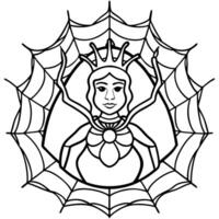 A spider with a crown on it coloring page vector