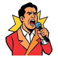 A man in a suit is singing into a microphone vector