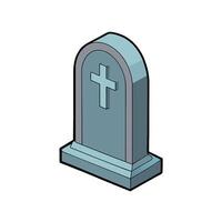 A grave stone with a cross on it vector