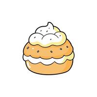 A cartoon pastry with whipped cream on top vector