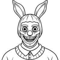A coloring page of a man in bunny ears vector