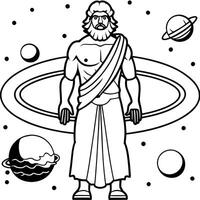 Coloring pages of zeus and saturn vector
