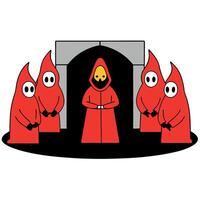 A cartoon of a man in red robes standing in front of a group of people vector