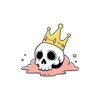 A skull with a crown on it is sitting in a puddle vector