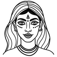 A woman with a face tattoo and a nose piercing vector