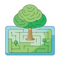 A maze with a tree in the middle and a maze around it vector
