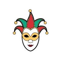 A jester mask with red, green and yellow colors vector