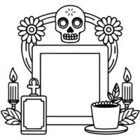 Day of the dead frame with flowers and candles vector