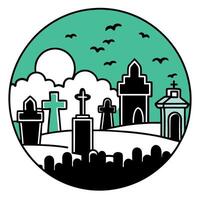 A cemetery with tombstones and a graveyard vector