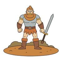 A cartoon man with a sword and a beard vector
