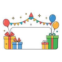 Birthday banner with gift boxes and balloons vector