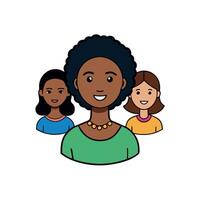 A woman with three people in front of her vector