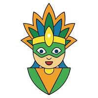 A cartoon mask with a green and orange head vector