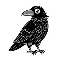 A black and white drawing of a crow vector