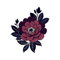 A flower with dark red petals and leaves vector