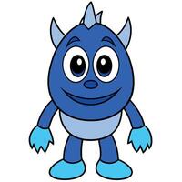 Blue monster cartoon character vector