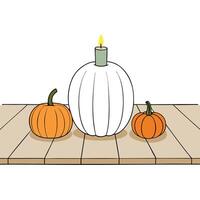 A pumpkin and two pumpkins on a table vector