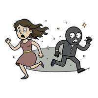 A cartoon man and woman running away from a zombie vector