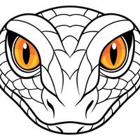 A snake head with orange eyes and a white background vector
