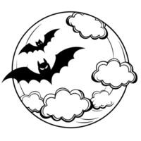 Halloween bat coloring pages vector
