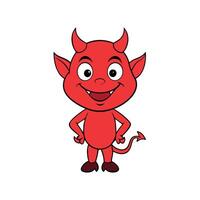 A cartoon devil character with horns and a smile vector