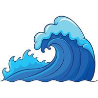 A cartoon wave with blue water and a white background vector