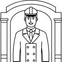 A man in a suit and hat standing in front of a door vector