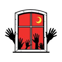 Zombie hands reaching out of the window vector