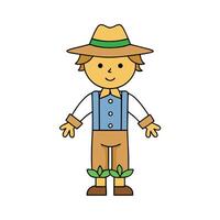 Scarecrow boy with hat and boots vector
