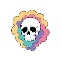 A skull with a colorful cloud around it vector