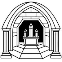An archway with a fire inside it vector