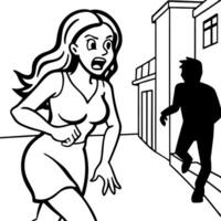 A woman is running away from a man in a house vector