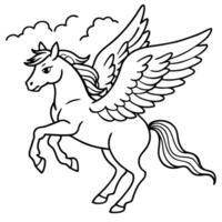 Pegasus coloring pages for kids vector