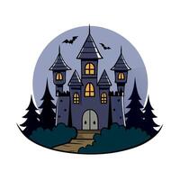 Halloween castle illustration vector