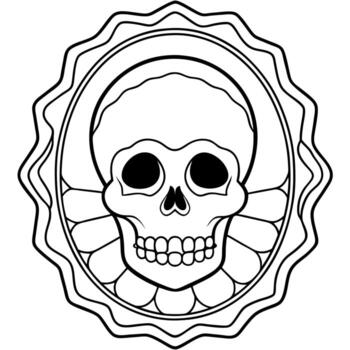 A skull in a frame coloring page vector