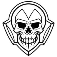 A skull with a black and white outline vector
