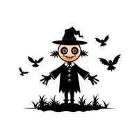 Scarecrow with birds vector
