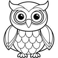 Owl coloring pages for kids vector