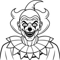 A clown face with a smile on his face coloring page vector