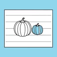 A drawing of two pumpkins on a piece of paper vector