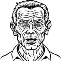An old man with a mustache and a beard vector