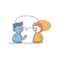 Two people talking with speech bubbles above them vector